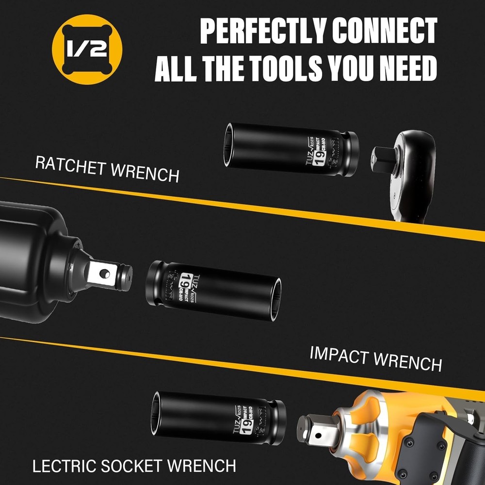 19mm Deep Metric Impact Socket - 1/2" Drive with Radius Corner Technology