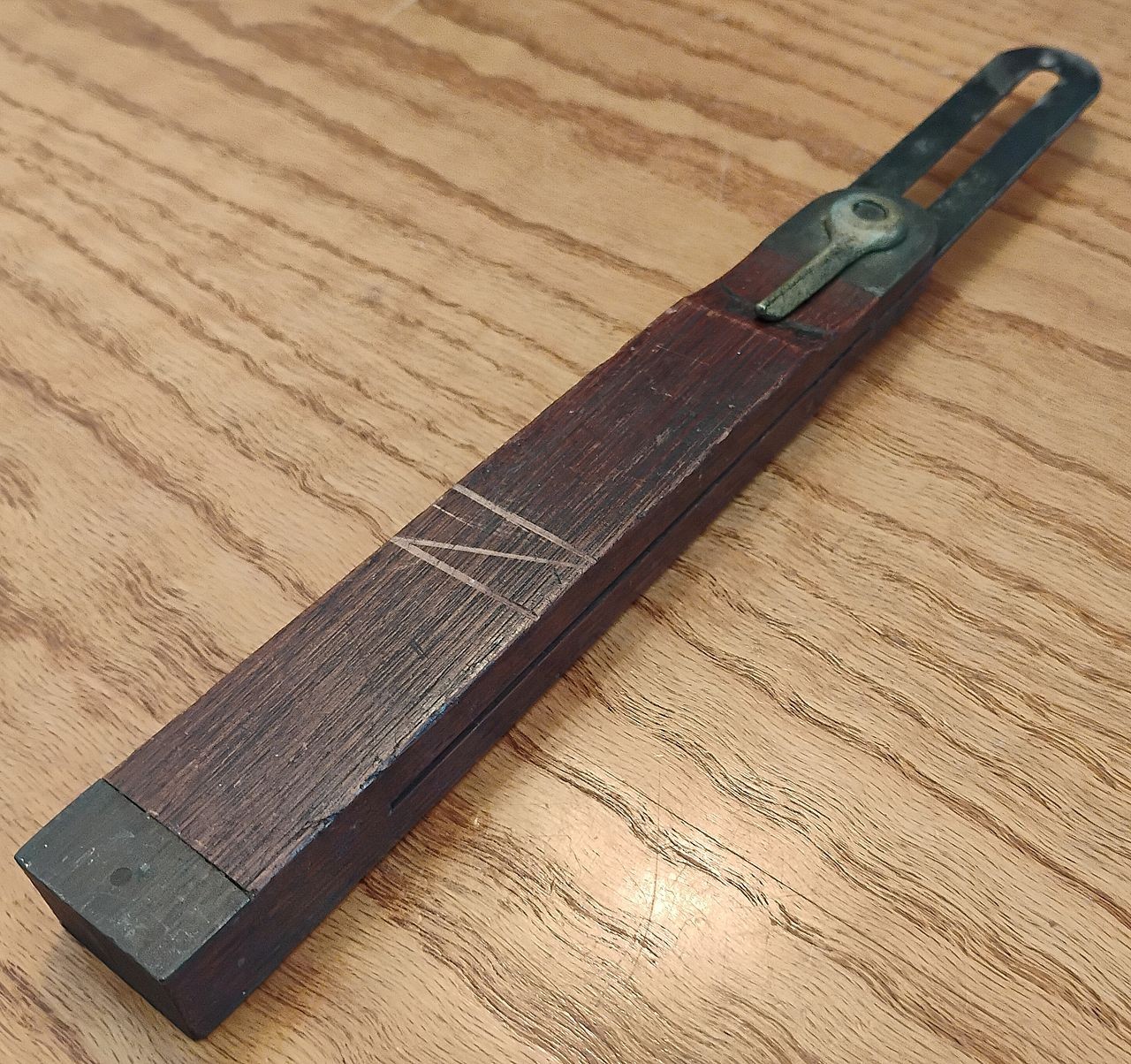 Antique Rosewood & Brass Bevel Gauge Marked "chipAway" Overall Length 16.3" READ