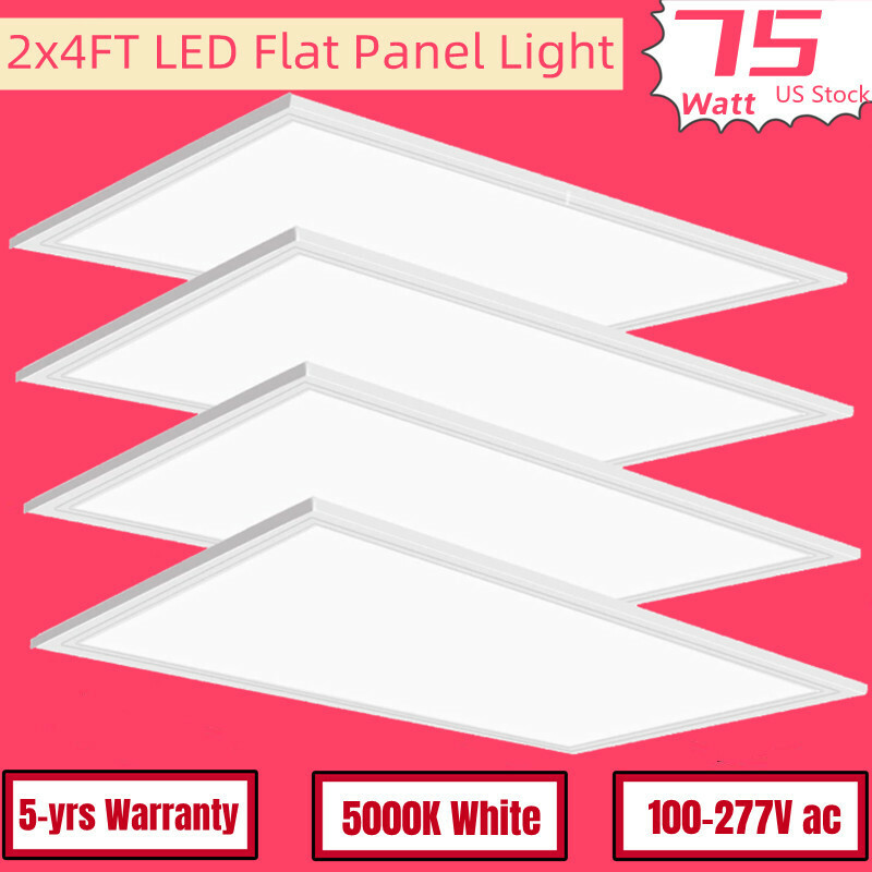 2x4 LED Flat Panel 5000K Light Fixture White,4pack 75W,Drop Ceiling Office Light