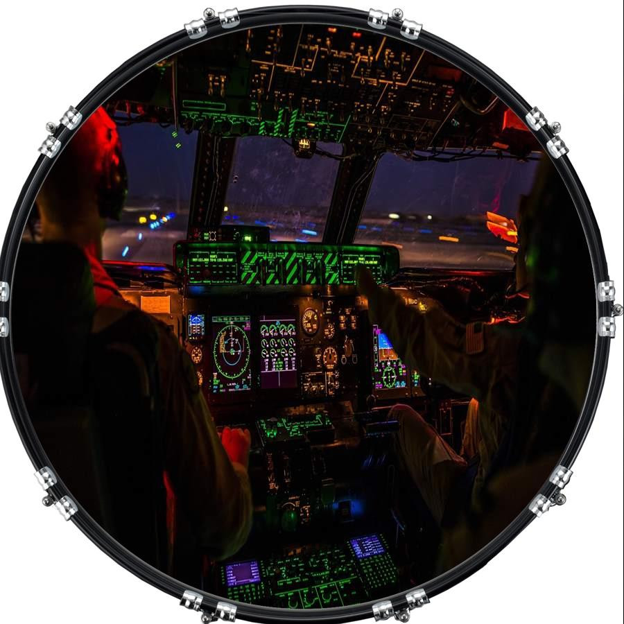 20" Custom Bass Kick Drum Front Head Graphical Flight Deck