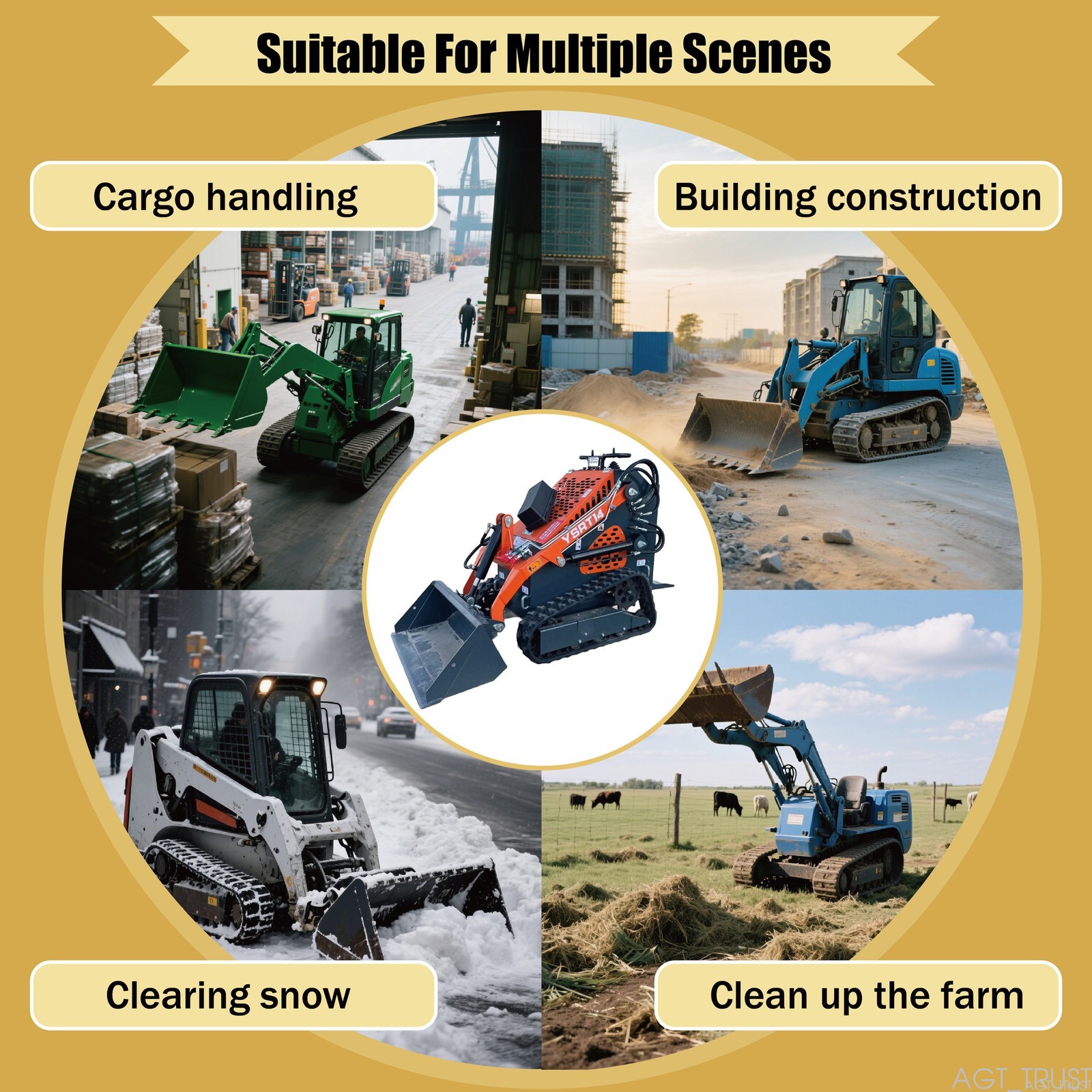 AGT AGT-YSRT-14 0.75Ton Stand-On Skid Steer Track Loader