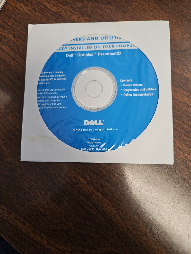 Dell Optiplex ResourceCD Drivers and Utilities Disk Y5835 Rev A04