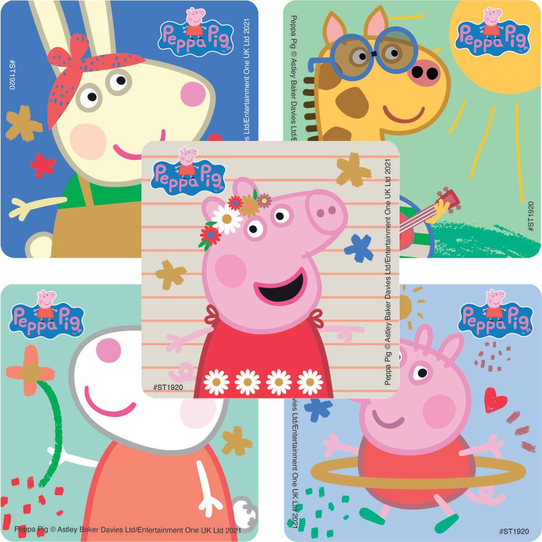25 (Licensed) Peppa Pig Stickers, 2.5" x 2.5" each, Party Favors