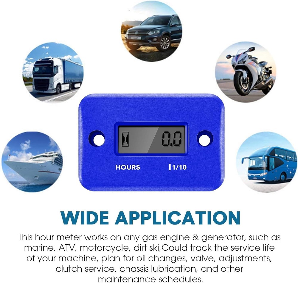 Inductive Hour Meter 2 Pack Waterproof Digital Engine Timer for Motorcycles