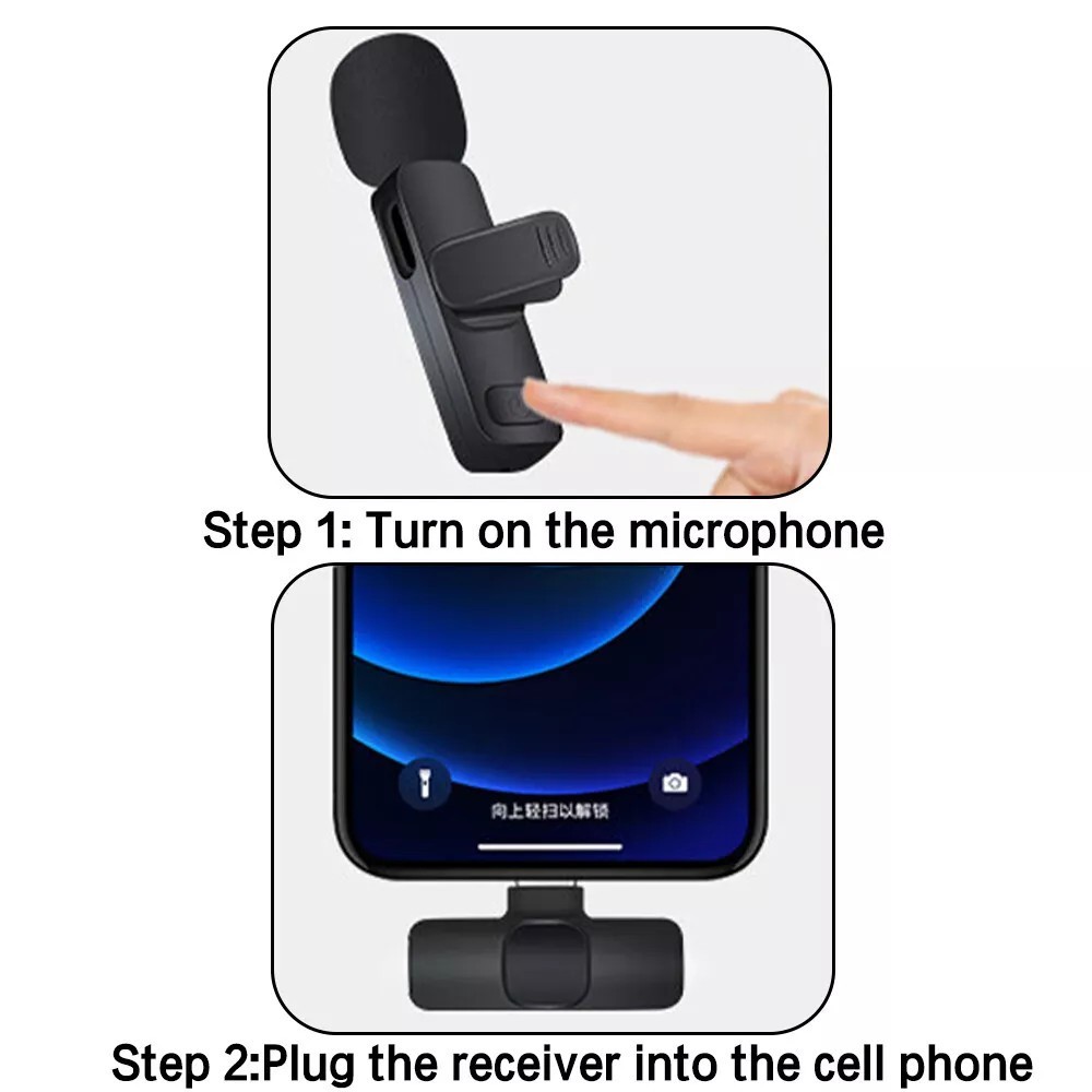 Lavalier Microphone Wireless Audio Video Recording Mini Mic For Android