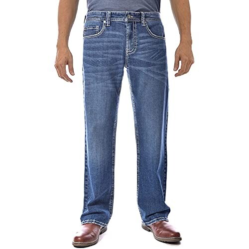 T.K. Axel Men's Slim Boot Cut Medium Wash Stretch Denim Jeans - CHOOSE YOUR SIZE