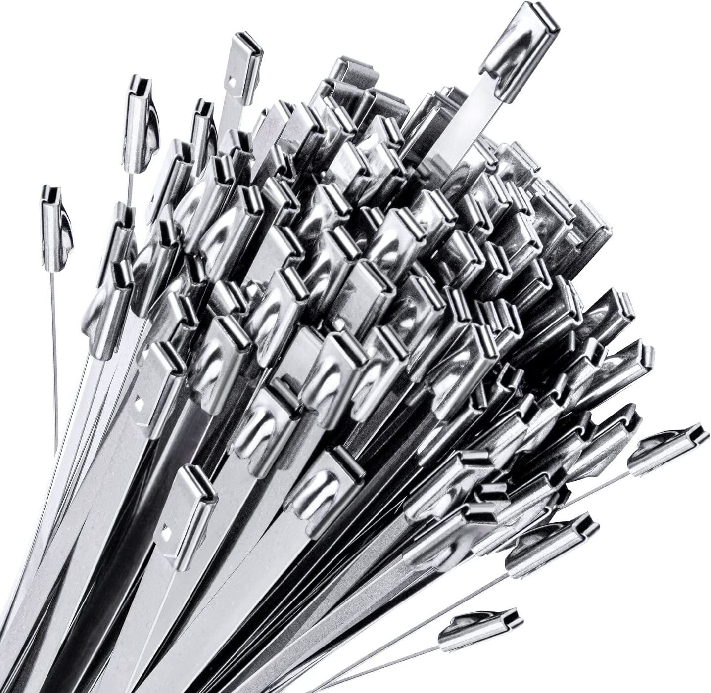 100-200Pcs Metal Zip Ties Stainless Steel Heavy Duty Self-Locking Cable Ties US