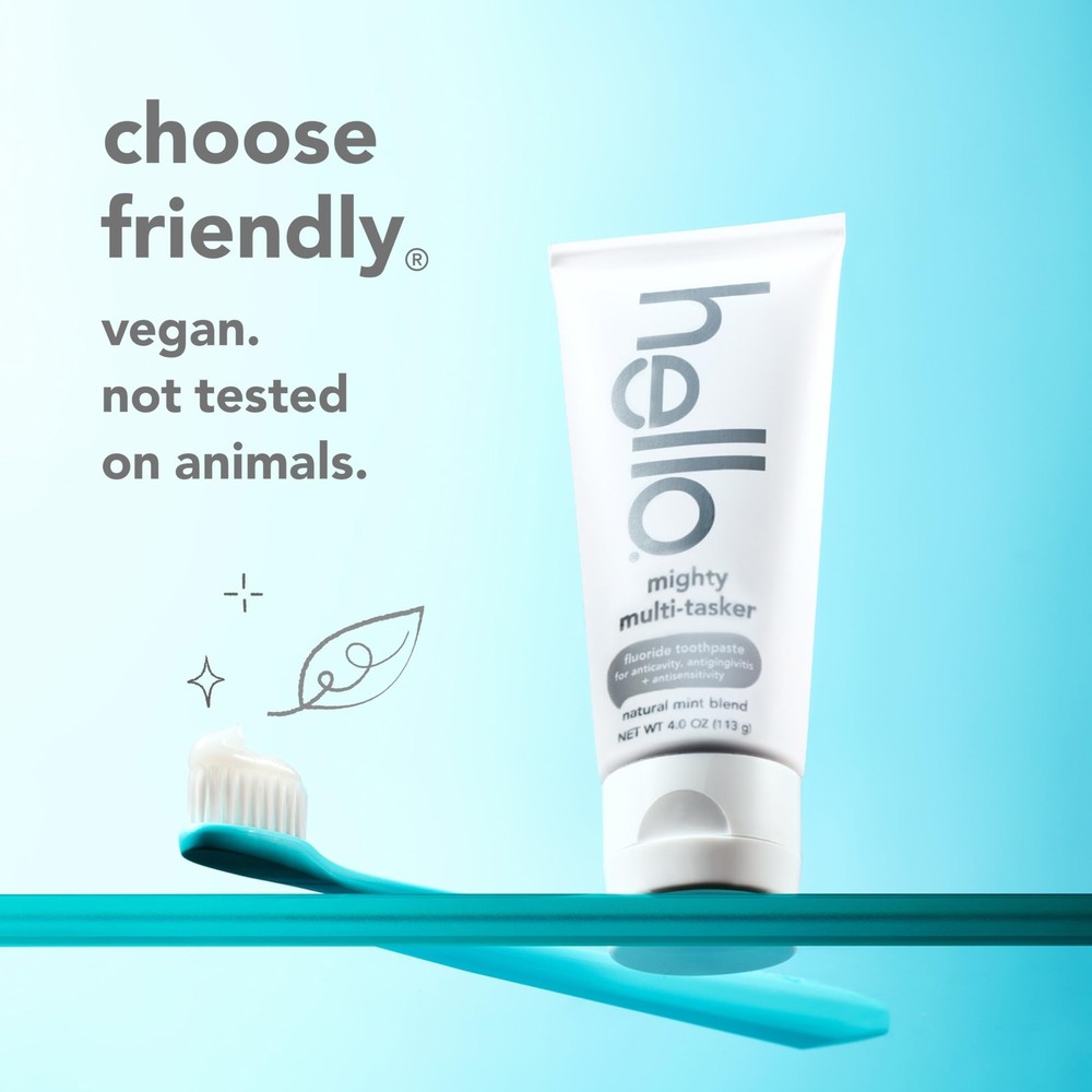 hello 8 in 1 Mighty Multi-Tasker Fluoride Toothpaste Pack, SLS Free Toothpast...