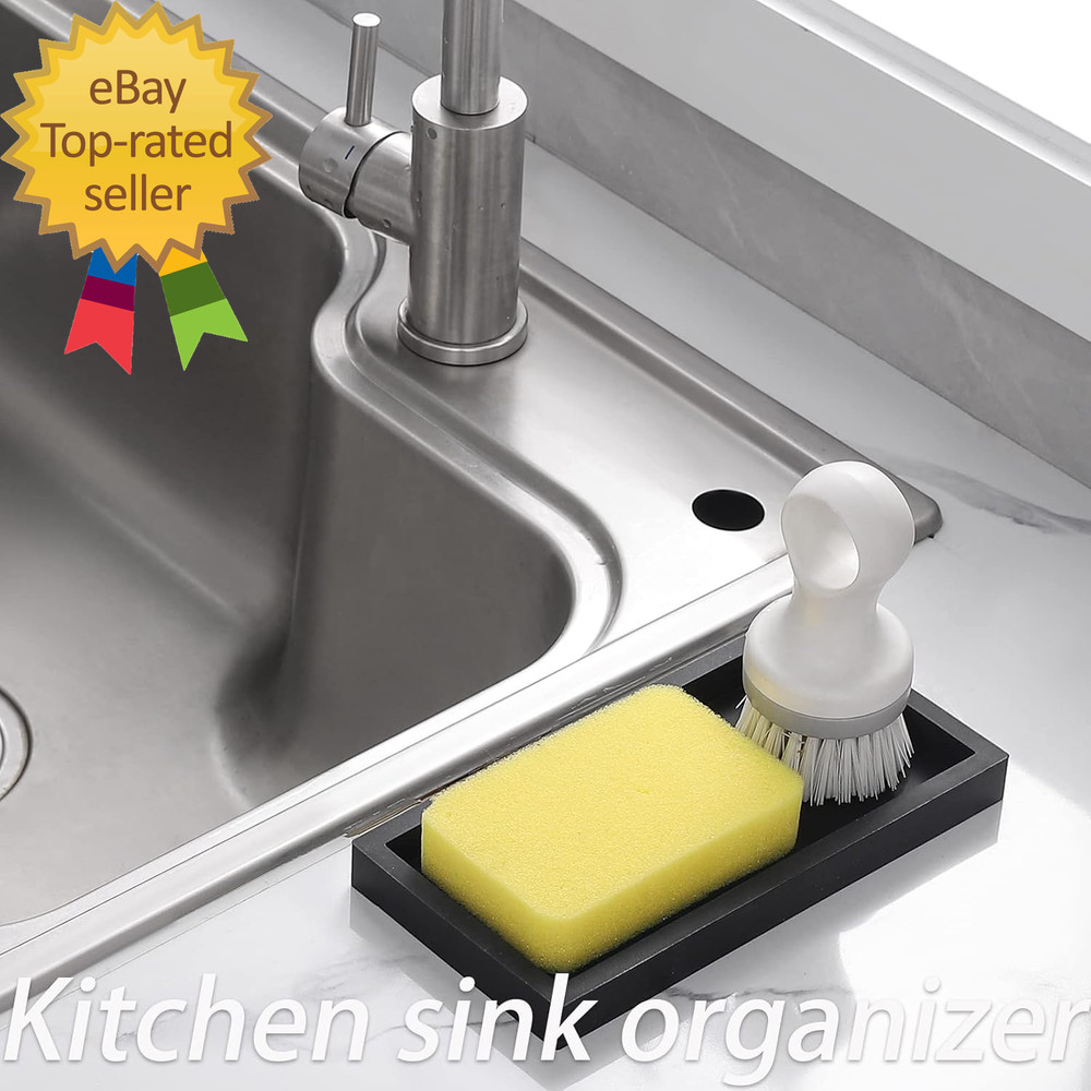 Small Silicone Bathroom Vanity Tray Rectangle Soap and Sponge Holder Kitchen Sin