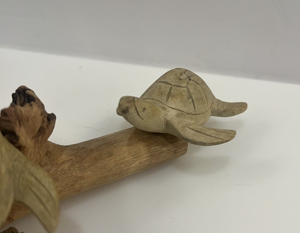 Hand Carved Turtles on Driftwood