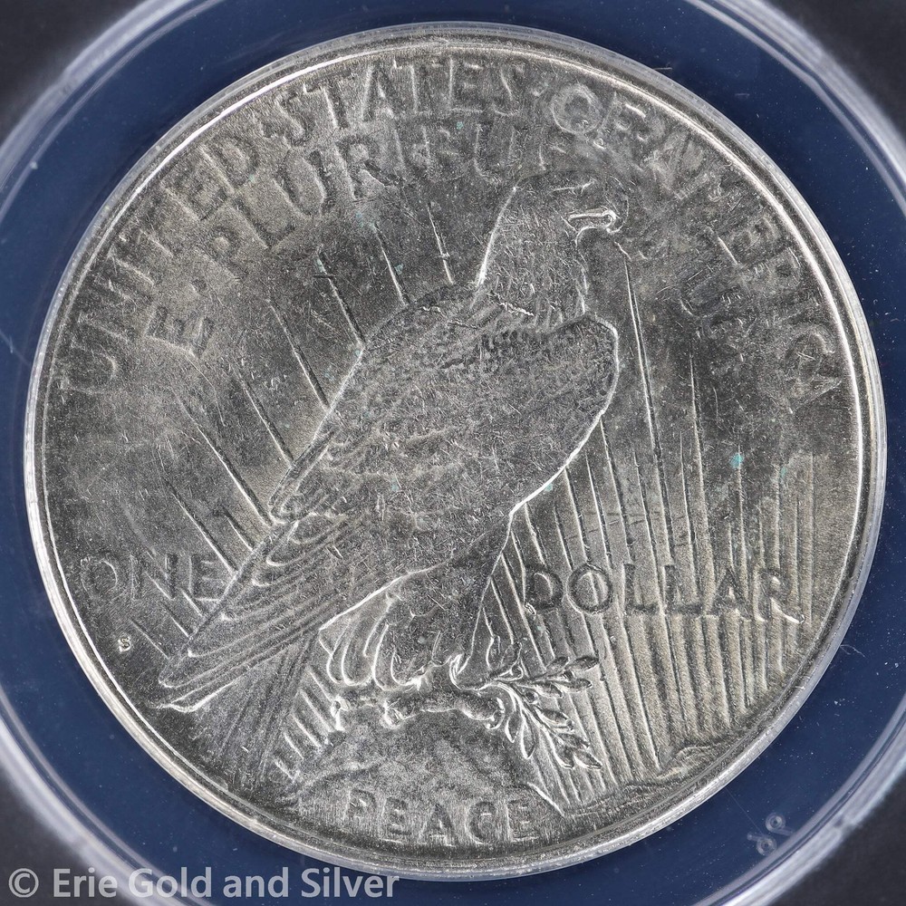 1925-S $1 Peace Silver Dollar ANACS AU 58