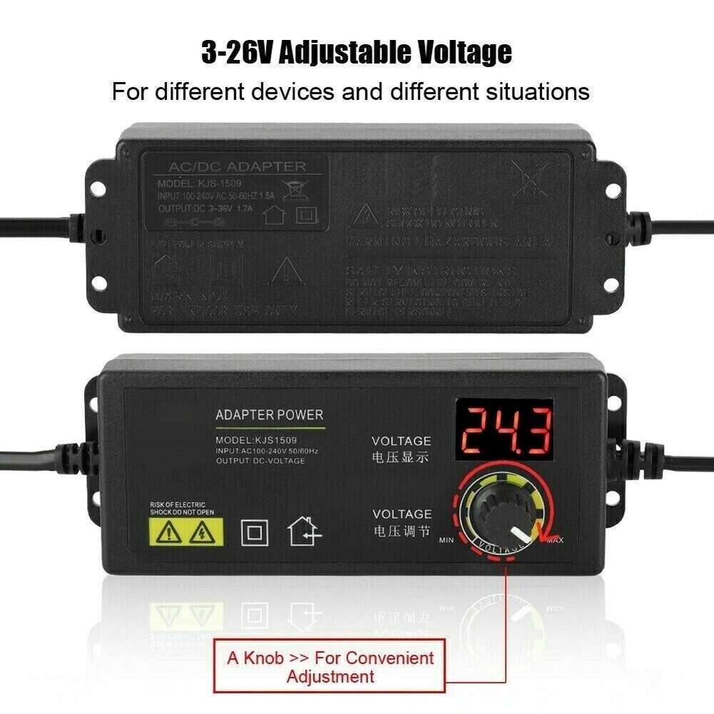 Adjustable AC/DC Power Supply Adapter Charger Variable Voltage 3V-24V UniversalB