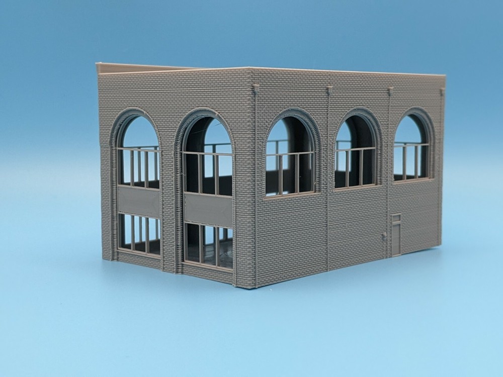 Z-Scale Arched Office Building Brick Ext. 1:220 Scale Building