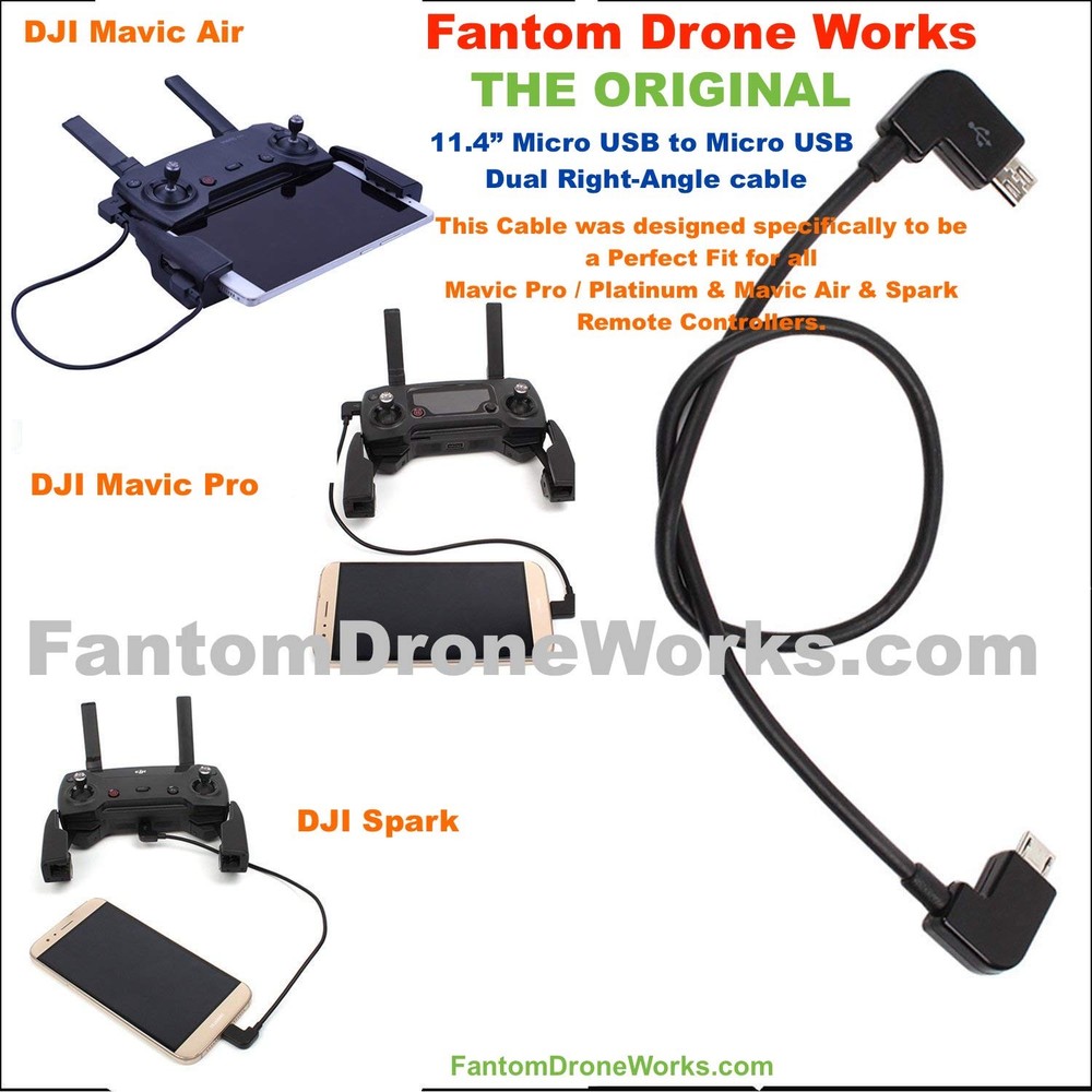 Dji Mavic Pro's + Pro 2 / Zoom ...Controller Cable..Short...Micro USB to Samsung