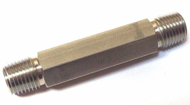 Hex Nipple 1/4" MNPT x 6" Long 316 Stainless Steel Instrumentation 8k PSI HSME