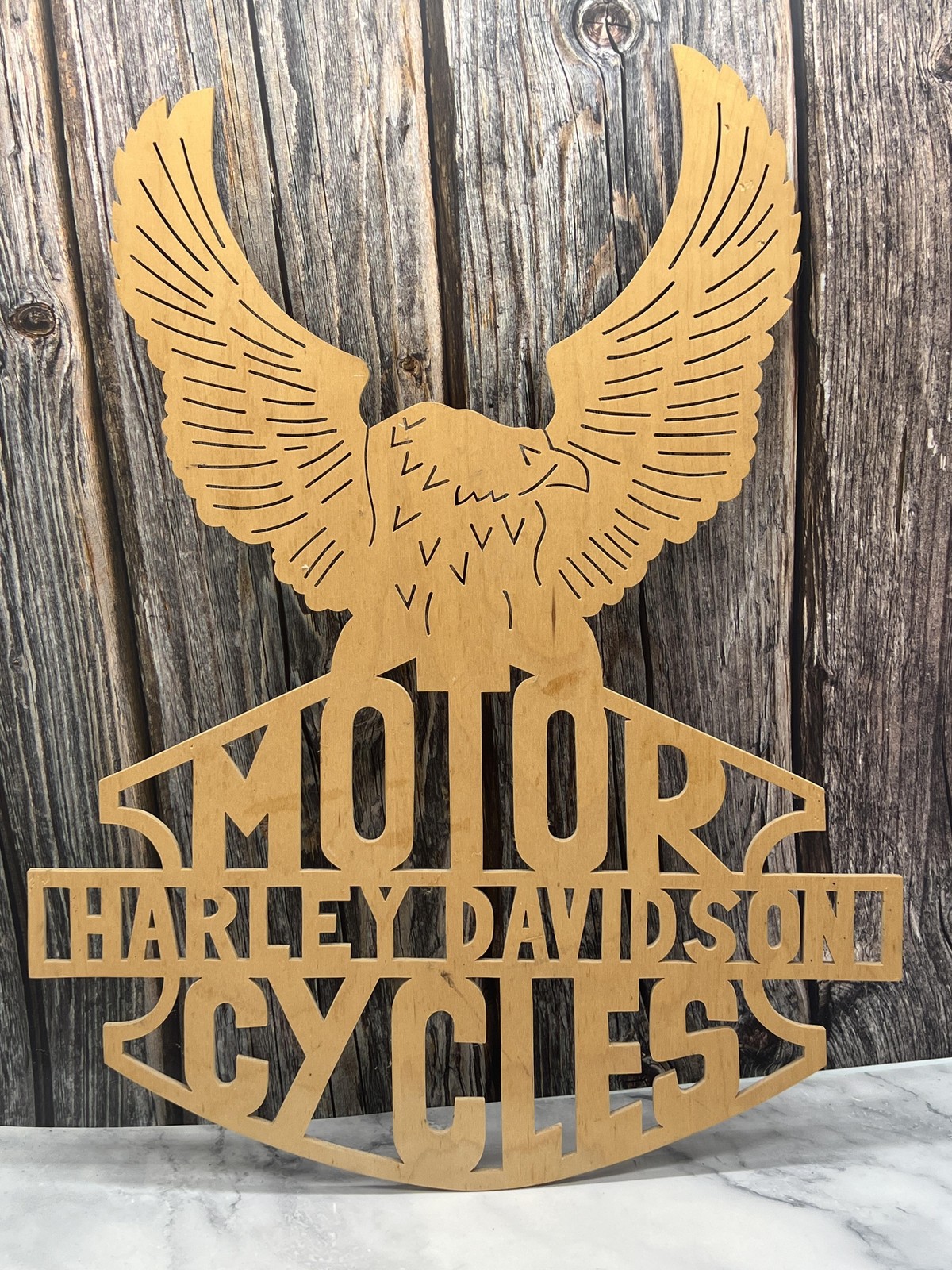 Harley-Davidson Motor Cycles Eagle Logo Wood Wall Art Sign Plaque Garage Decor