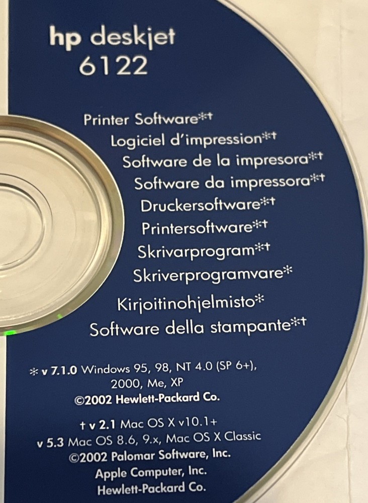 HP Deskjet 6122 Install CD Printer Software 2002 v 7.1.0 Windows Mac