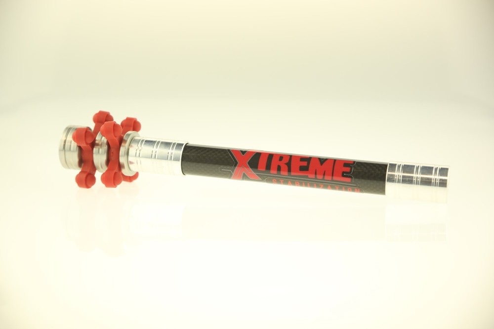 Xtreme Stabilization 8" DOA Stabilizer Carbon Bar Silver Weights Red BowJax