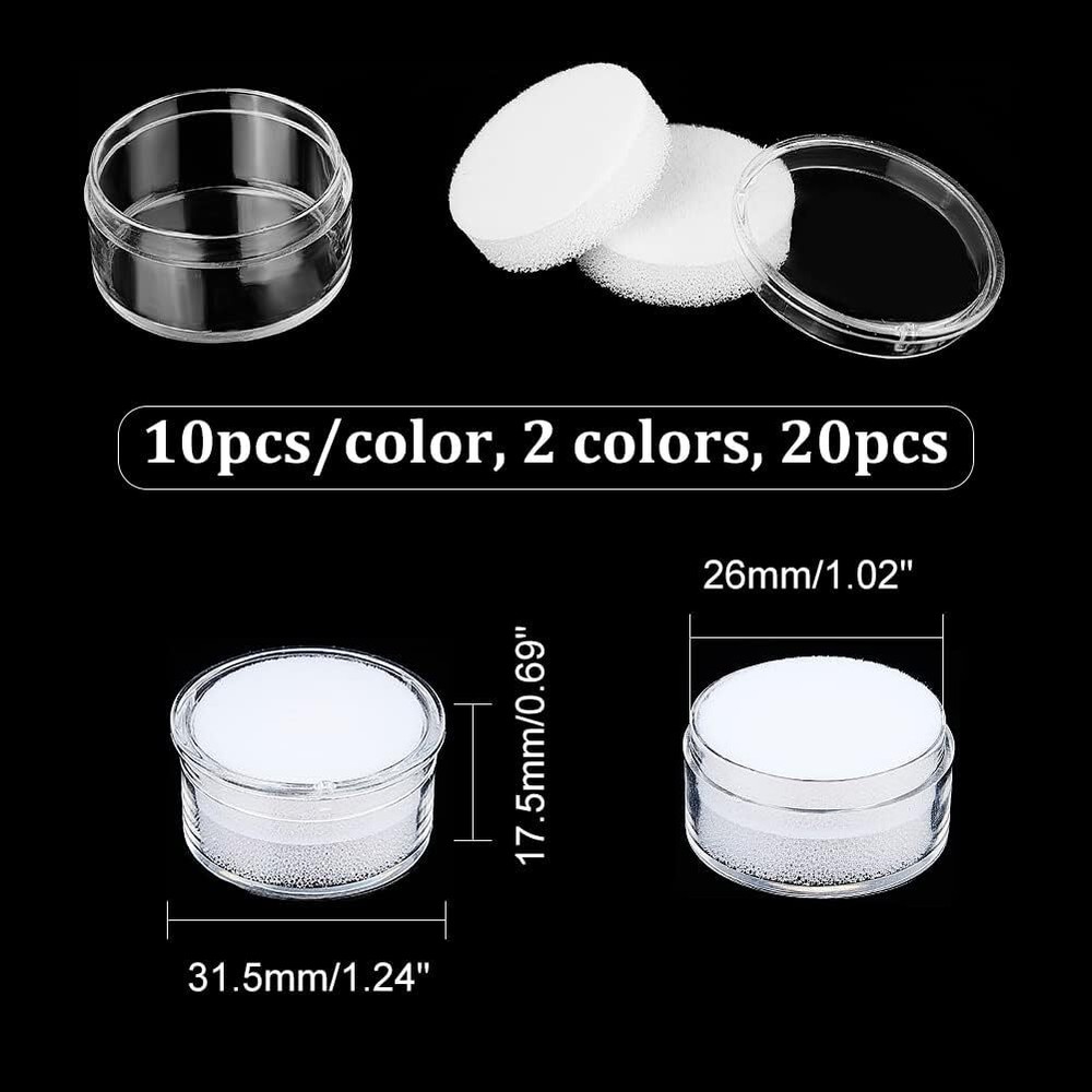 20 Pcs Round Stone Box Diamond Gemstone Display Case Containers with Lids
