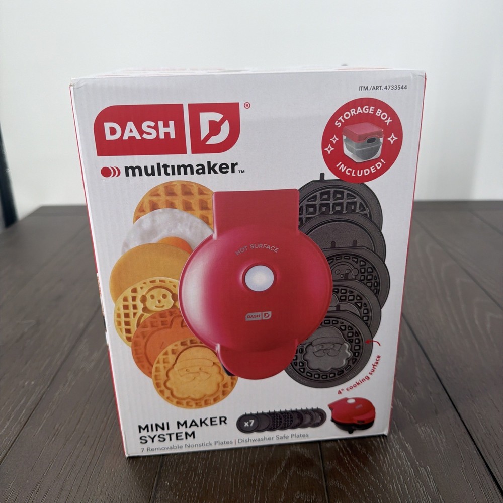 Dash MultiMaker Mini Waffle System with 7 Removable Plates and Storage Case