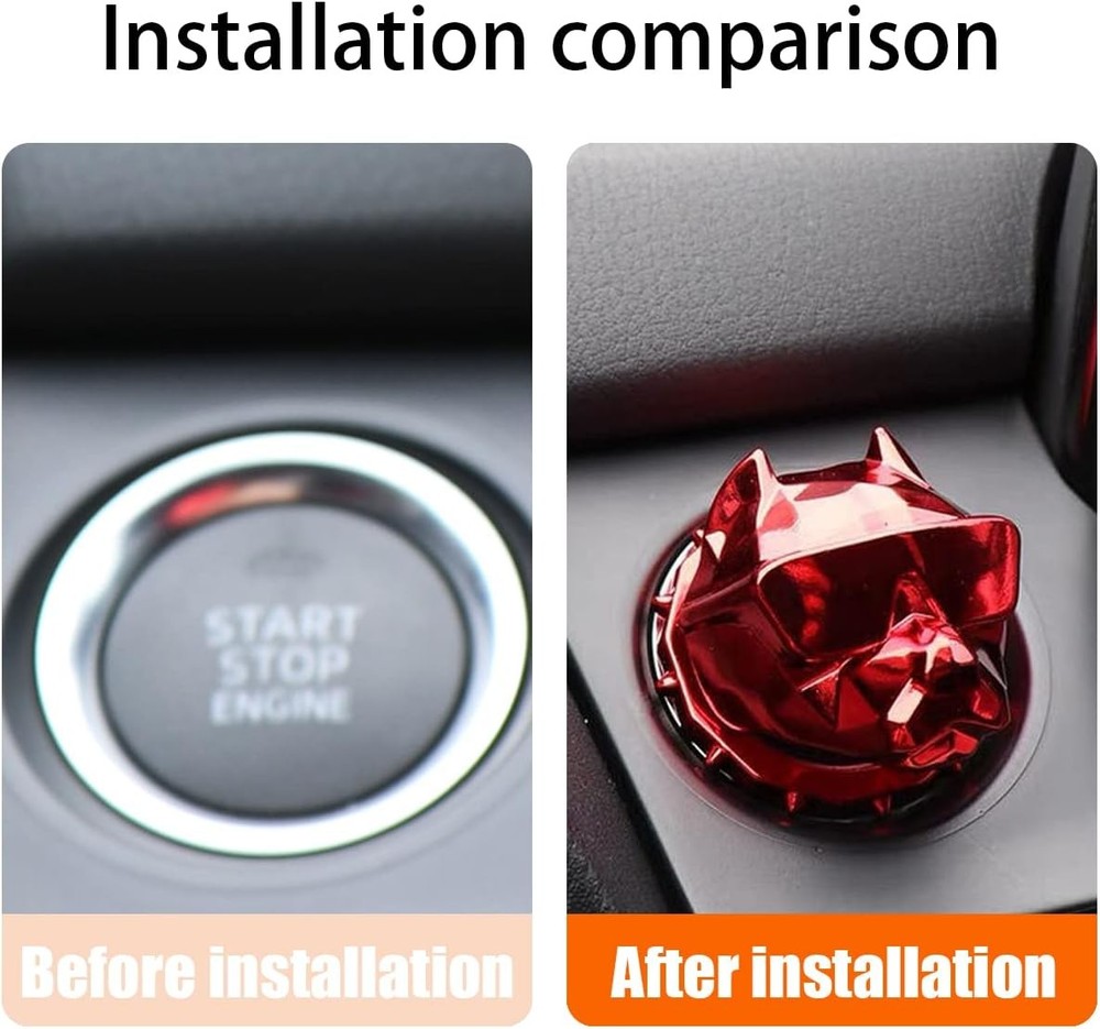 Car Push to Start Button Cover, Vehicle Interior Engine Ignition Switch-Red