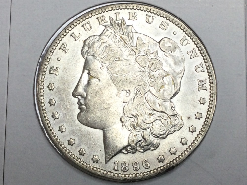 1896-O Morgan Dollar in almost uncirculated
