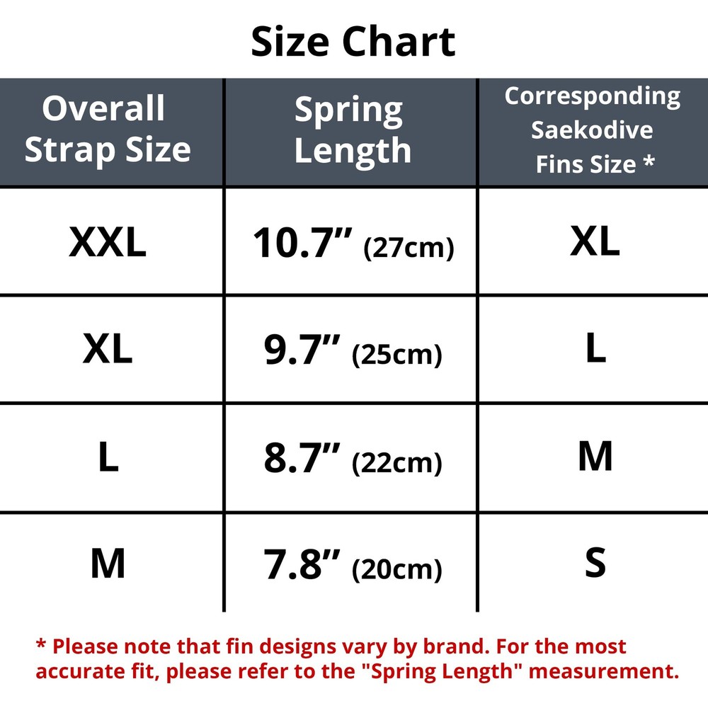 SAEKODIVE Fin Spring Straps with Quick Release Buckles for X-Large, Black