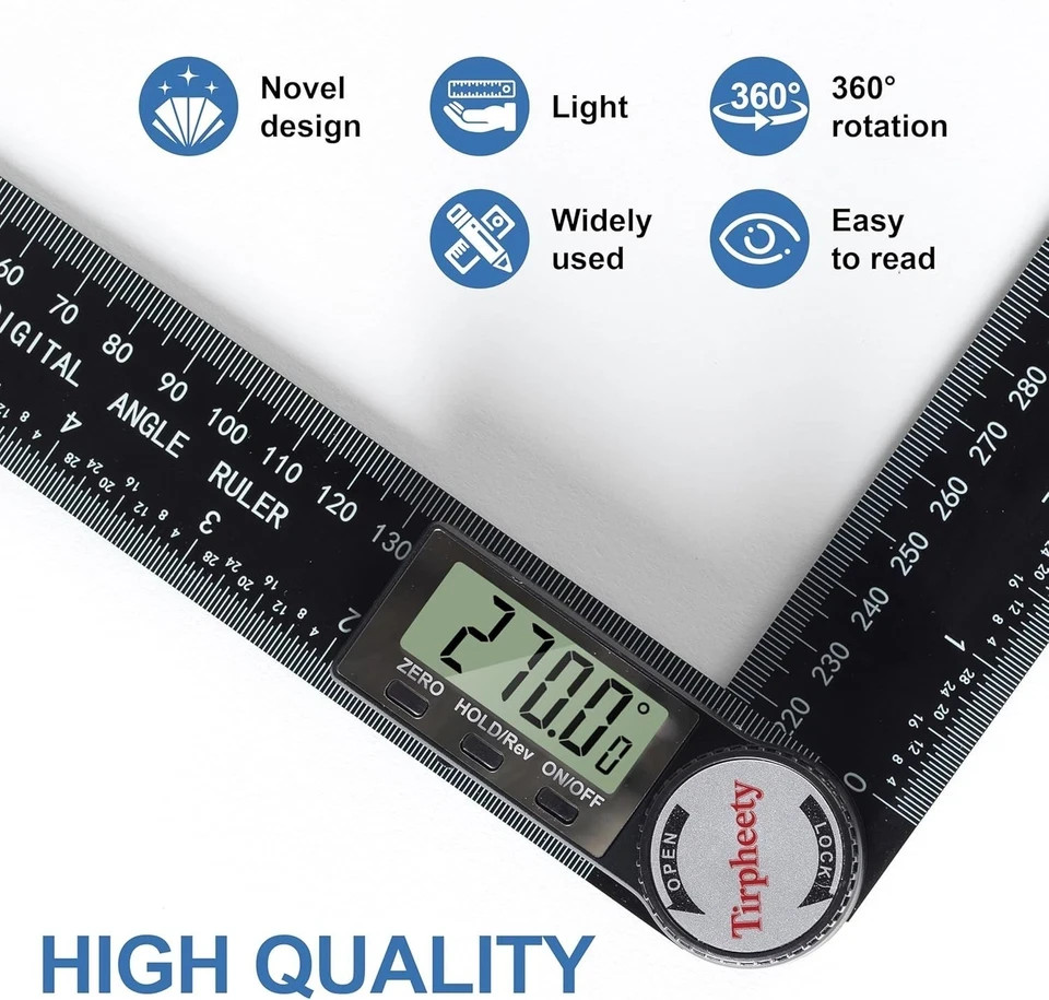 Third Generation Protractor Angle Finder, Digital Angle Ruler with 7Inch/200Mm,