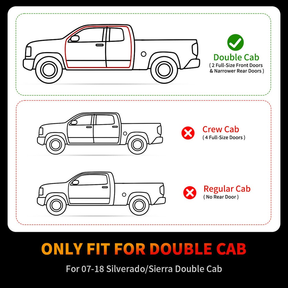 Running Boards for 2007-2018 Silverado/Sierra 1500 Double/Extended Cab Step Bars