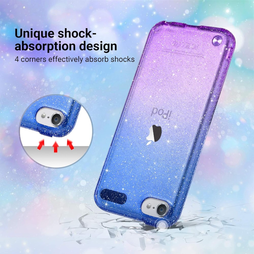 ULAK Clear Gradient Glitter Case for iPod Touch 7th/6th/5th Purple