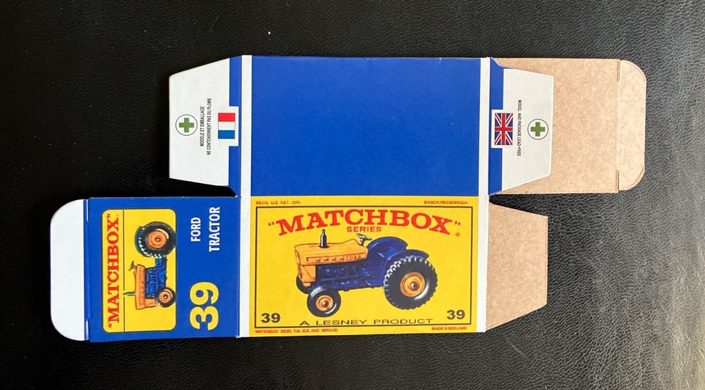 Matchbox #39 Ford Tractors ‘64-‘69 Type E Repro Box