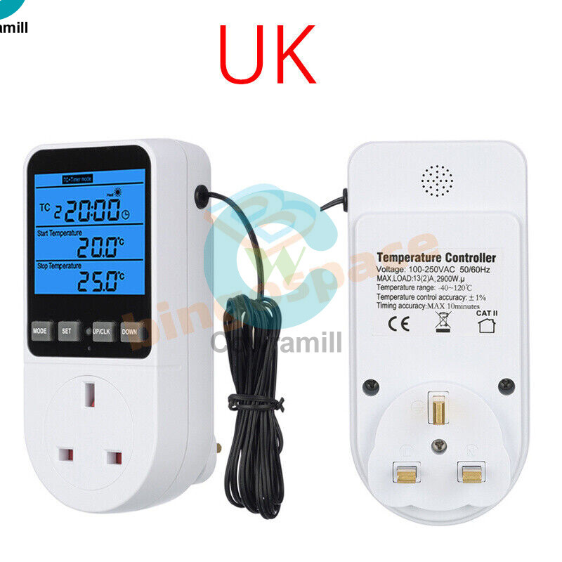 Digital Thermostat Outlet Plug Temperatures Controller Socket With Backlight