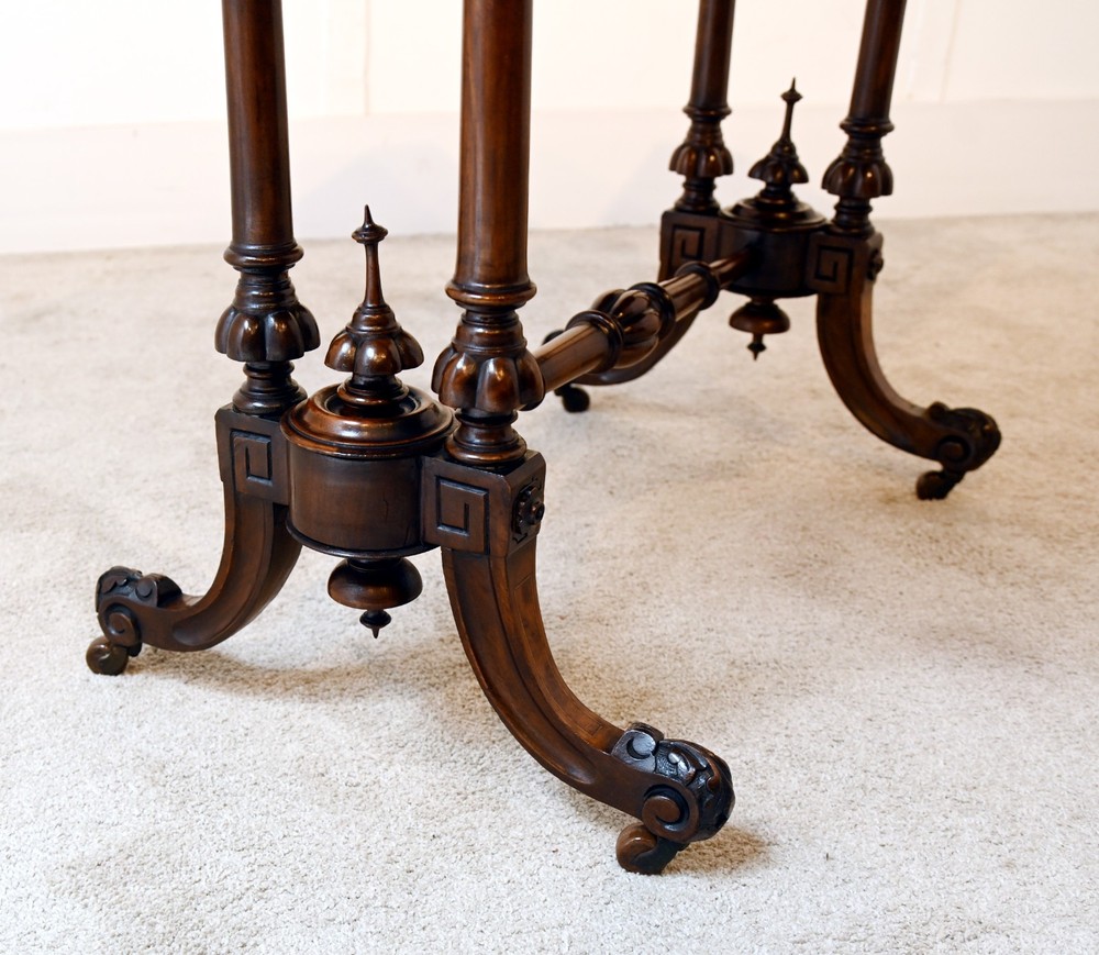 Victorian Writing Table Walnut Antique Side 1880