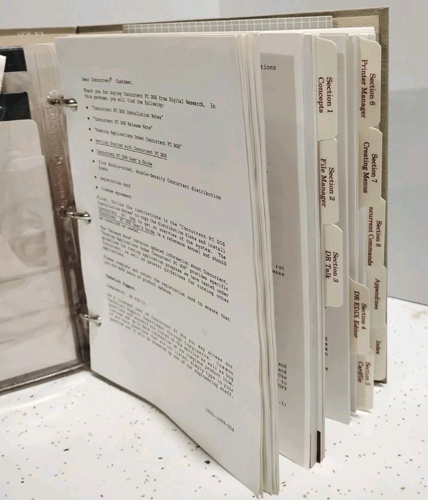 Digital Research Concurrent PC-DOS 4.1 System Builders Guide-85' Binder & Disks