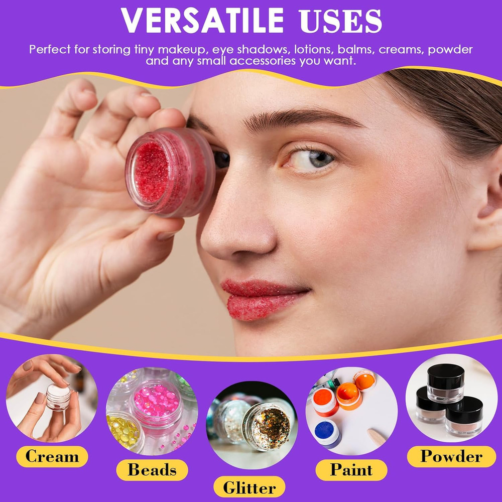 60 pcs 3 Gram Round Small Sample Containers with Lids Clear Plastic Mini Sample