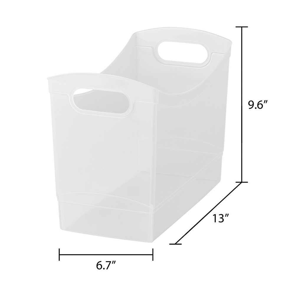 Clear 12 Qt Plastic Storage Bin with Handles Narrow Rectangular Utility