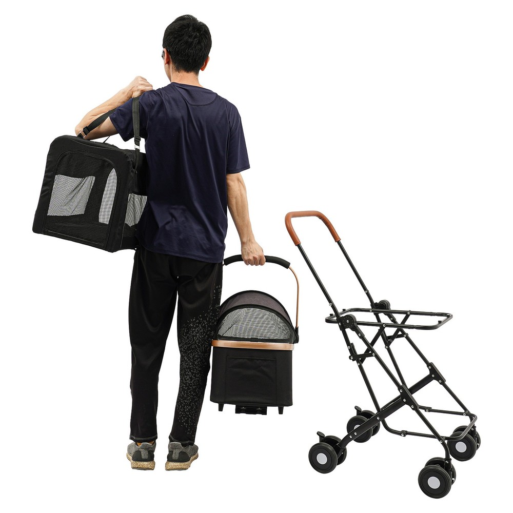 Dog & Cat Foldable Pet Stroller, Foldable Pet Stroller for Small & Medium Dogs
