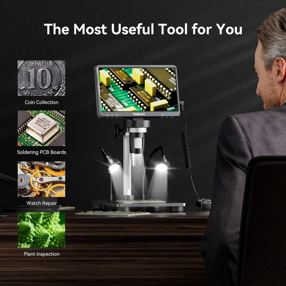 Explore Microscopic Wonders: DM9B 1200X LCD Microscope with Rotatable 7" Screen