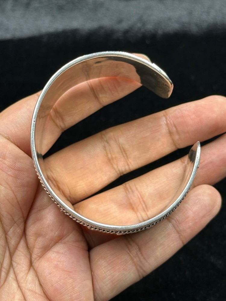 Unique Design Handmade Vintage Adjustable Silver Cuff Bangle Bracelet