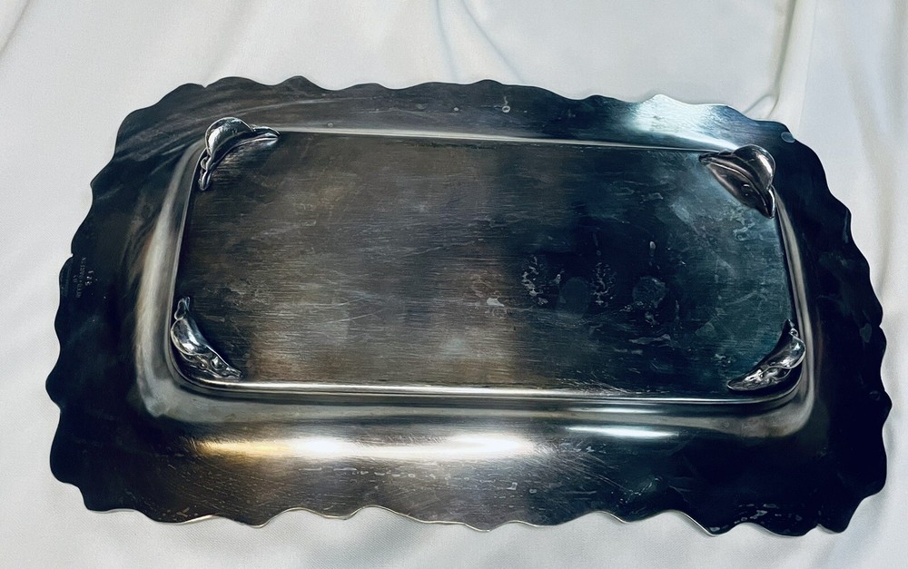 REED & BARTON OLD COLONY SILVERSMITHS SILVERPLATE FOOTED TRAY 13 1/4"
