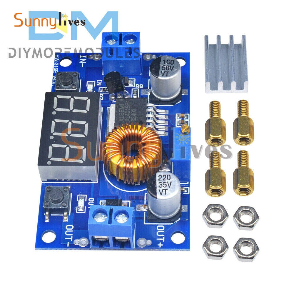 2PCS 5A Adjustable DC Step-down Digital Module LED Driver Buck Conversion Module