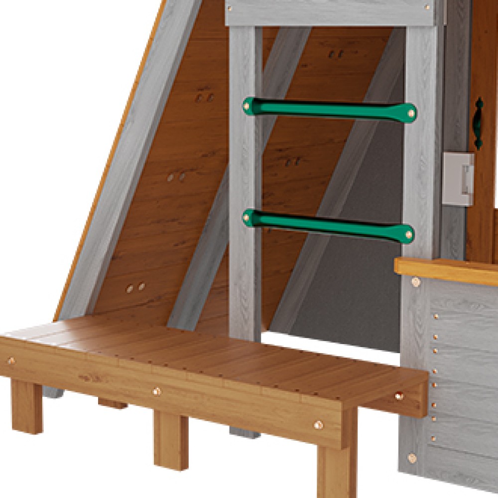 Wooden 2-Story Playhouse Tower with Telescope Ladder Ramp for Kids