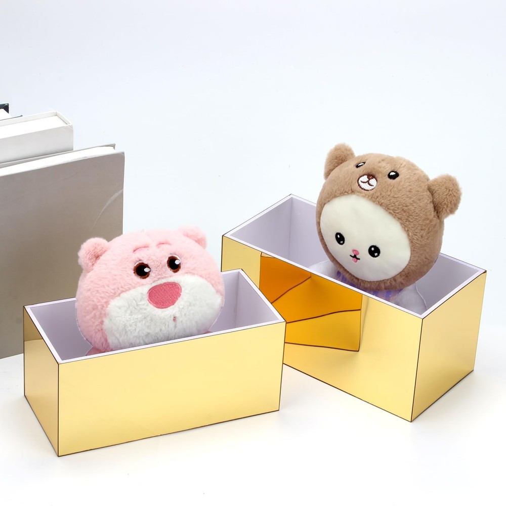 Rectangular Acrylic Food Display Risers, 5 Pcs Gold Mirror Boxes Display Nest...