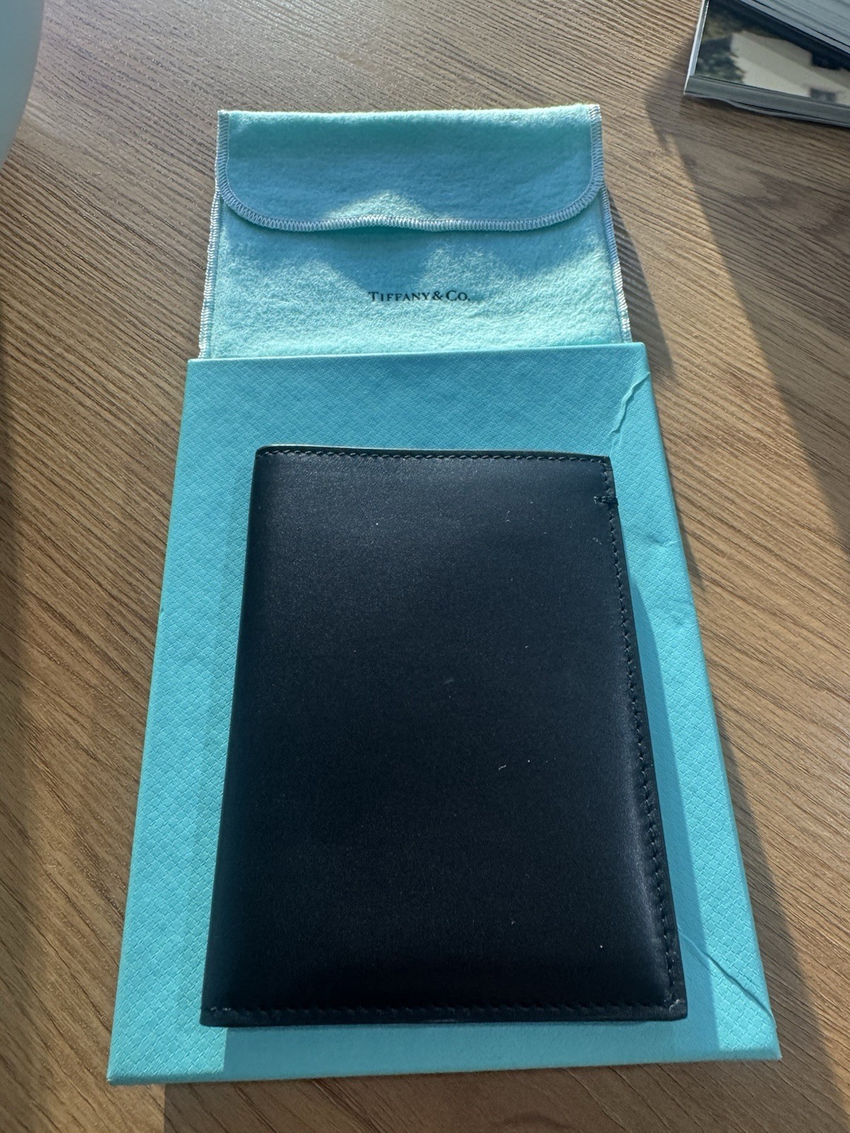 Tiffany TIFFANY & Co. Card case Passport Case Black Leather