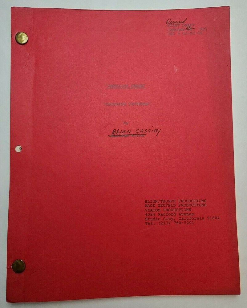 AMERICAN DREAM / Brian Cassidy 1981 TV Script, George Barrow "Crossing Patterns"