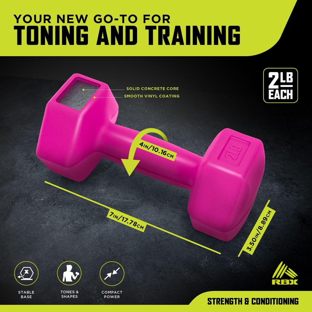 4lb Pair Hex Dumbbells, 2lb Each, Hex Shape for Stability, Compact for Easy P...