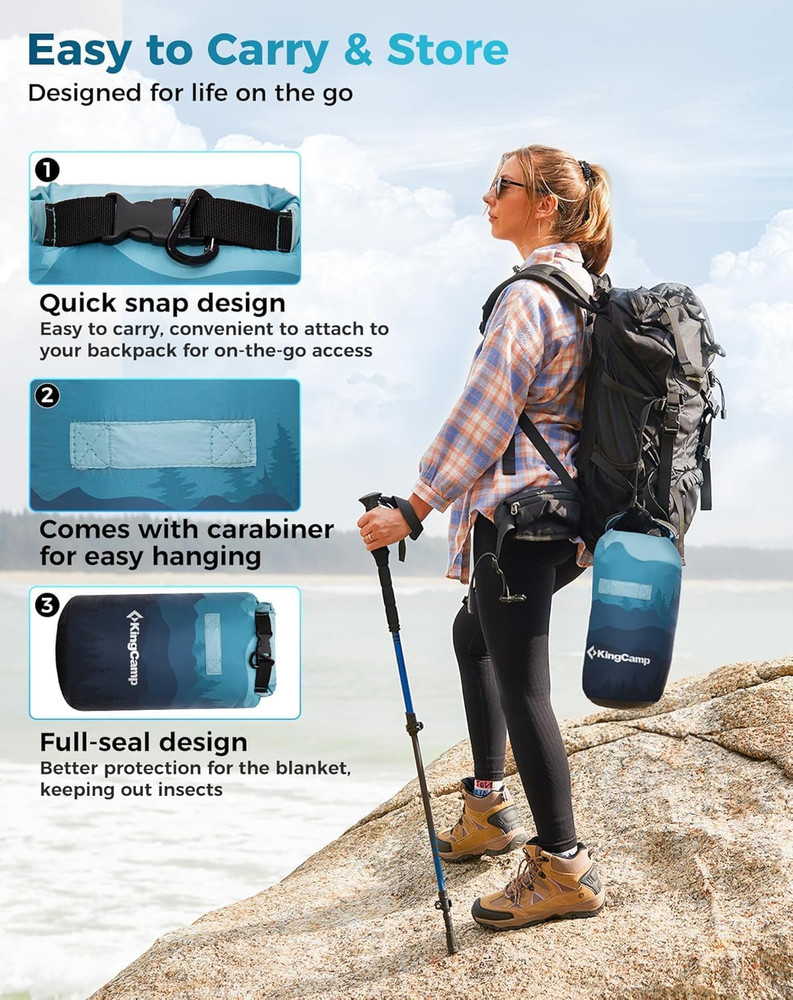 Ultralight Camping Blanket, Packable down Alternative Puffy Printed Wearable Bla