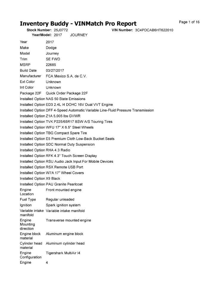 Shifter JOURNEY 2017 Transmission Shift 2107798