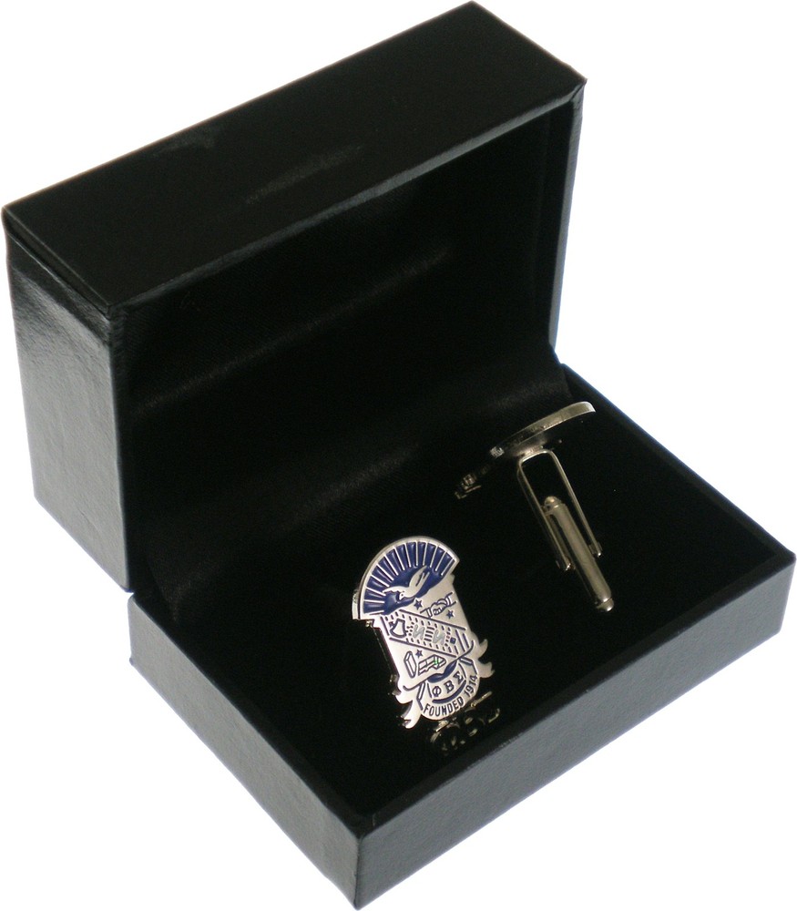 Phi Beta/Β Sigma Shield Drop Letter Cuff Links [Silver - 1"]