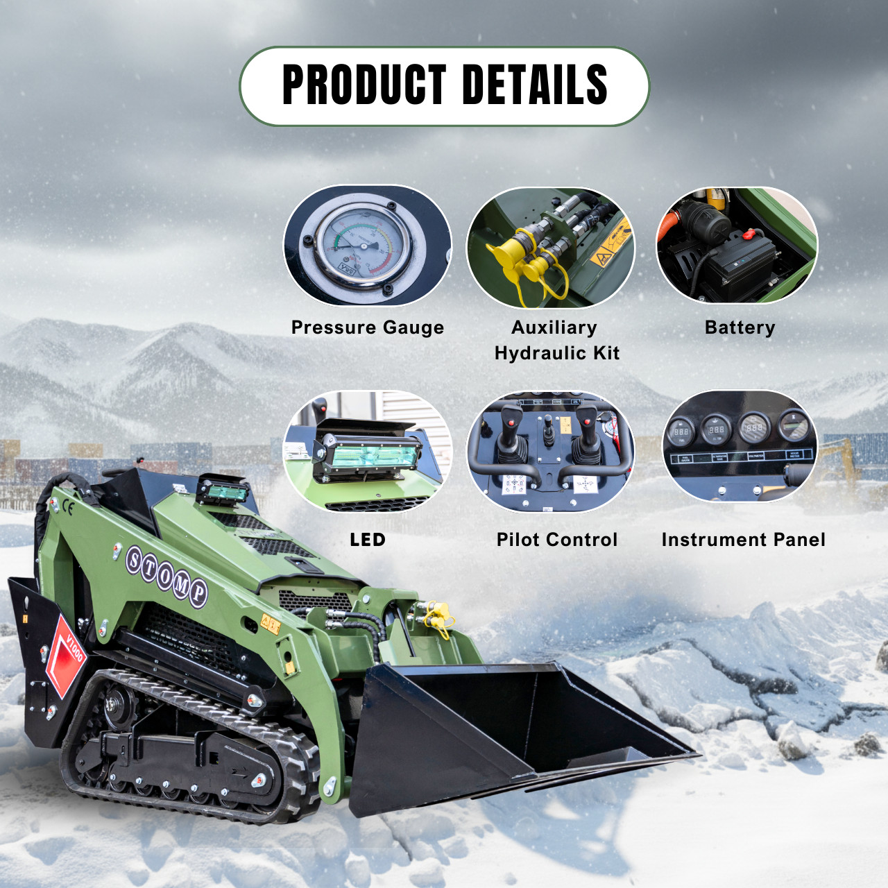 TYPHON Stomp V1000 Kubota D1105 Diesel 24.4hp Skid Steer Hydraulics Full Control